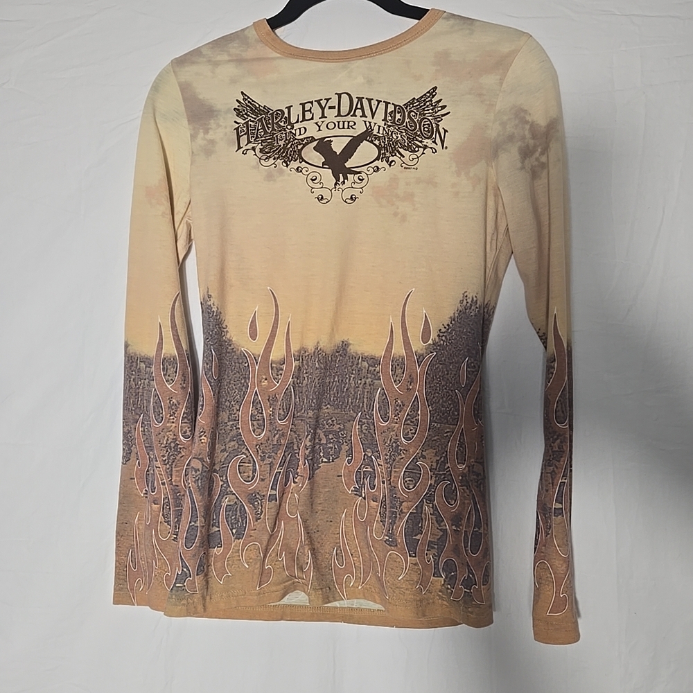 Harley-Davidson Beige Flame Graphic Shirt - Picture 5 of 10